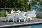 Table with 6 adirondack chairs on pool deck