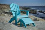 Seaside Casual's Coastline Adirondack Chair shown in Teal with a matching teal footstool.